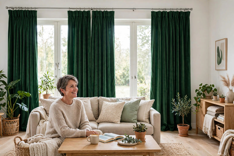 Anydrape Plain Dark Green Luxury Curtains – Modern Textured Drapes for Living Room, Bedroom & Dining Decor