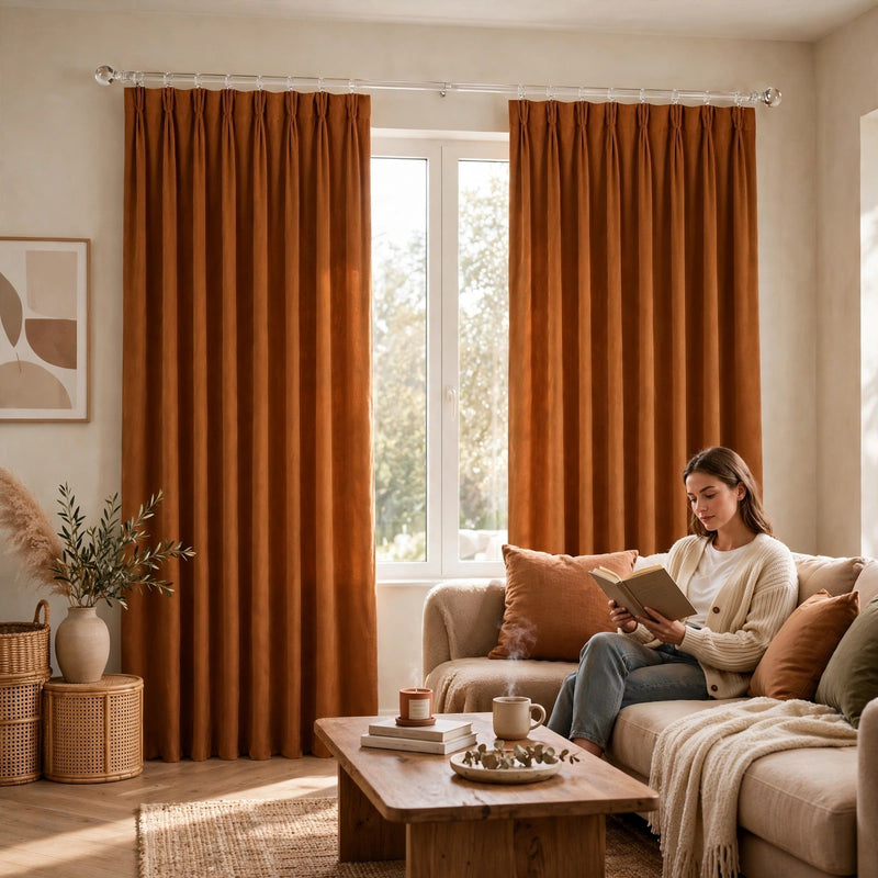 Anydrape Umber Velvet Blackout Curtains – High‑Quality Modern Luxury Drapes for Living Room, Bedroom & Dining Windows