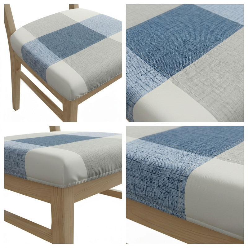 Anyseat Beige Light Blue Simple Pattern Print Chair Cover – Stretch Washable Removable Seat Cover for Dining & Kitchen