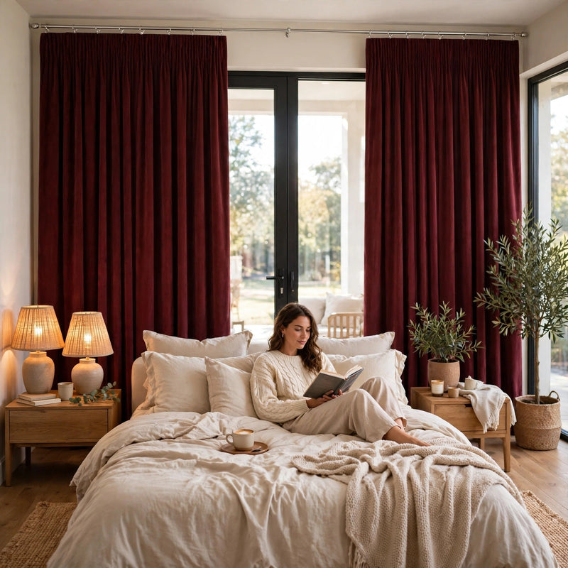 Anydrape Maroon Velvet Blackout Curtains – High‑Quality Modern Luxury Drapes for Living Room, Bedroom & Dining Windows