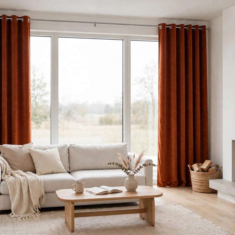 Anydrape Orange Velvet Blackout Curtains – High‑Quality Modern Luxury Drapes for Living Room, Bedroom & Dining Windows