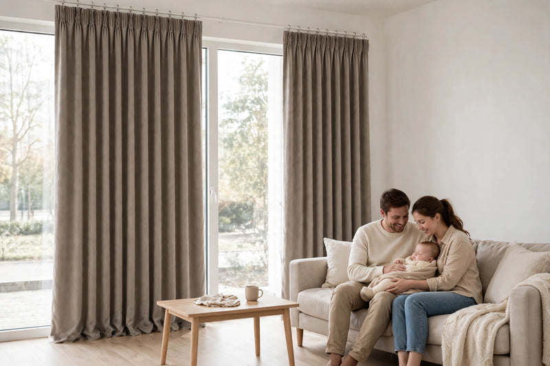 Anydrape Beige Velvet Blackout Curtains – High‑Quality Modern Luxury Drapes for Living Room, Bedroom & Dining Windows