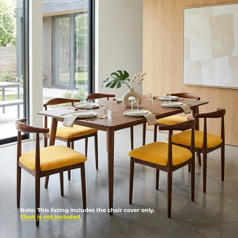 Anyseat Yellow Fur Stretch Chair Cover – Washable, Removable Dining & Kitchen Seat Protector