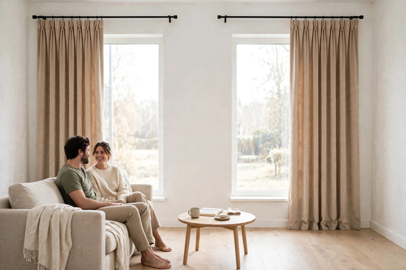Anydrape Beige Velvet Blackout Curtains – High‑Quality Modern Luxury Drapes for Living Room, Bedroom & Dining Windows