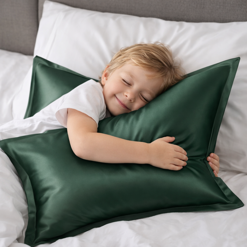 ANYHOUZ Pillowcase 51x66cm Green Pure Real Silk For Comfortable And Relaxing Home Bed