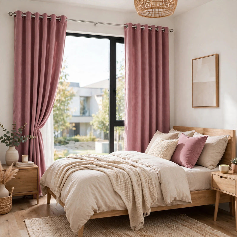 Anydrape Dark Peach Velvet Blackout Curtains – High‑Quality Modern Luxury Drapes for Living Room, Bedroom & Dining Windows