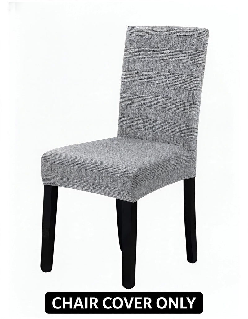 Anyseat Grey Black Writing Design Chair Cover – Elastic Slipcover with Anti‑Dirt Protection for Dining Room, Kitchen, Wedding, Hotel, Banquet & Restaurant