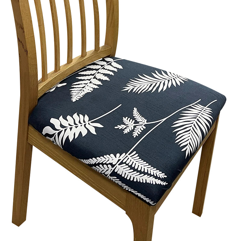 Anyseat Chair Cover Dark Blue Leaves Print Stretch Seat Cover for Home Dinning Kitchen Washable Removable