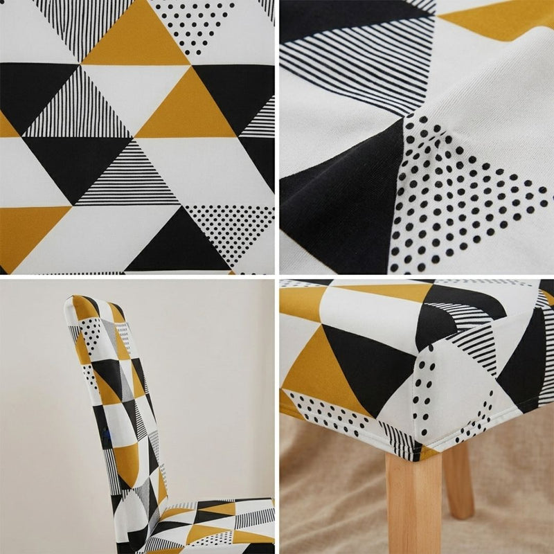 Anyseat Tri Color Geometric Design Pattern Print Elastic Chair Cover – Plain Dining Slipcover & Home Décor