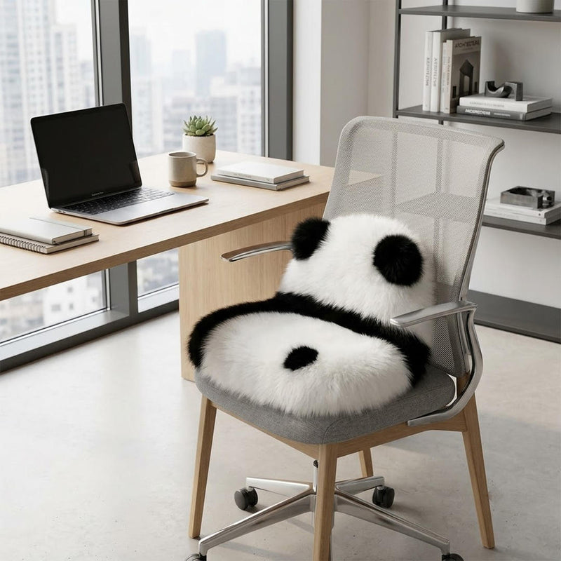 Anypillow Seat Cushion Panda Cute Back View Comfortable Soft Fur