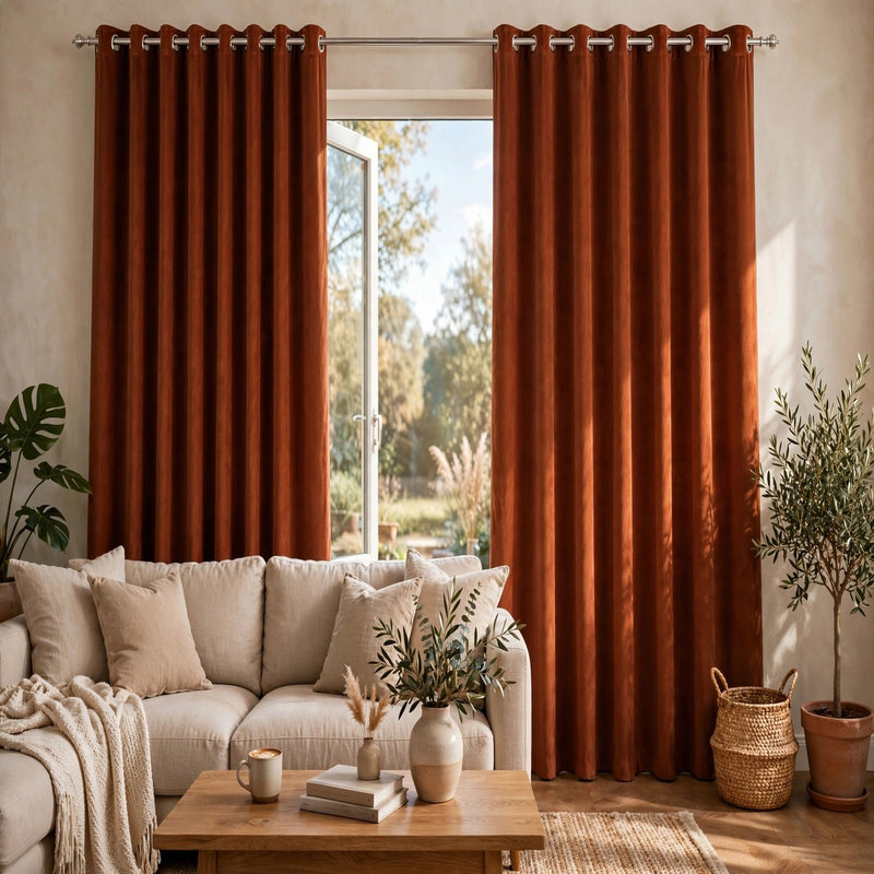 Anydrape Orange Velvet Blackout Curtains – High‑Quality Modern Luxury Drapes for Living Room, Bedroom & Dining Windows