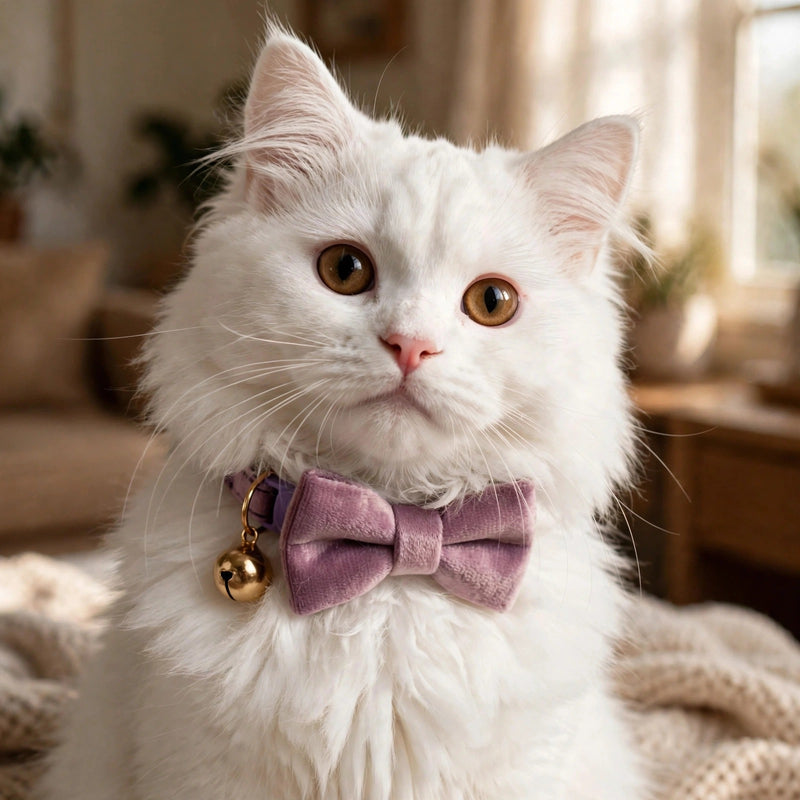 Anypet Stylish Purple Pink Cat Collar – Large Size with Safety Buckle, Bell & Durable Strap