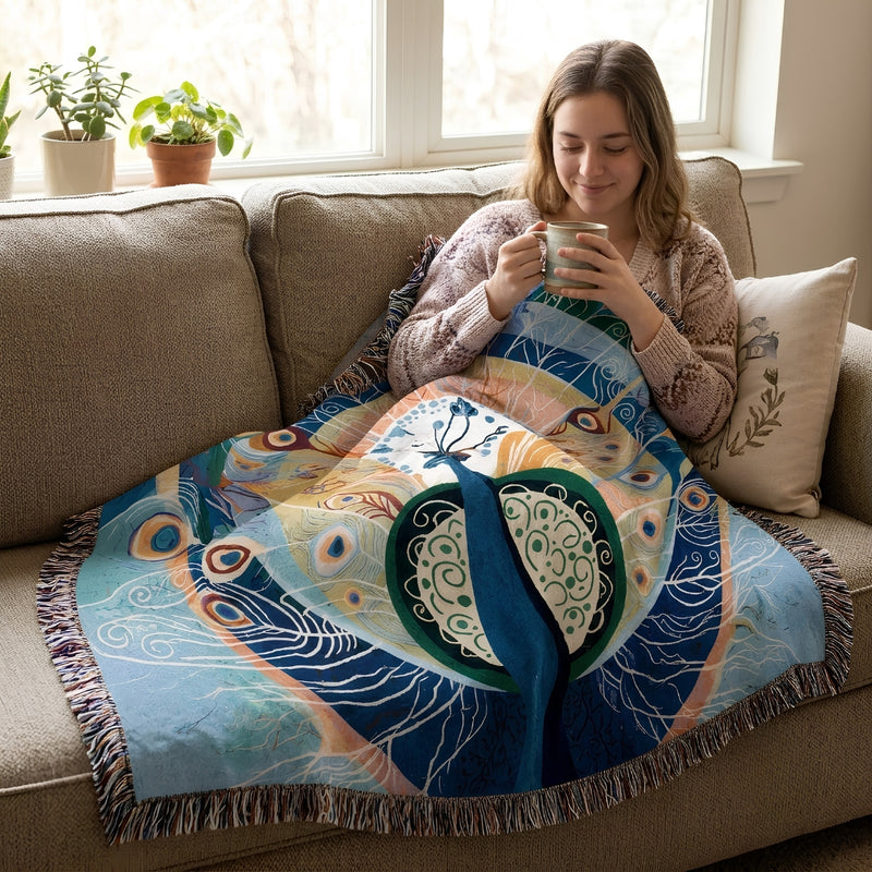 Anycozy Peacock Soft Quilt Throw Blanket – Soft Camping Mat & Cozy Home Décor