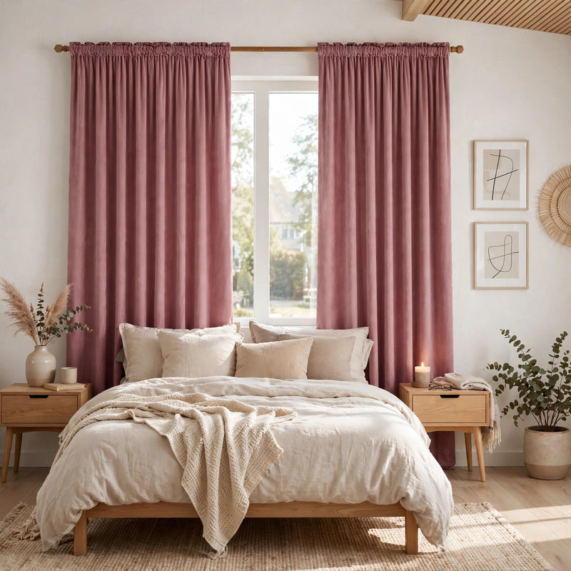 Anydrape Dark Peach Velvet Blackout Curtains – High‑Quality Modern Luxury Drapes for Living Room, Bedroom & Dining Windows