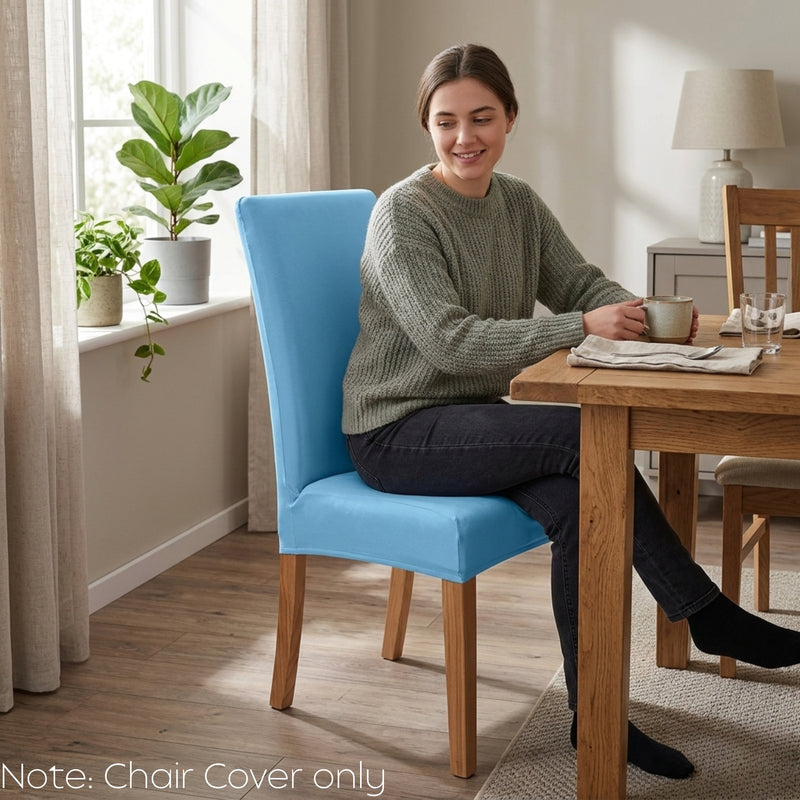 Anyseat Sky Blue Velvet Dining Chair Cover – Plush Stretchable Slipcover for Kitchen & Dining Room Chairs