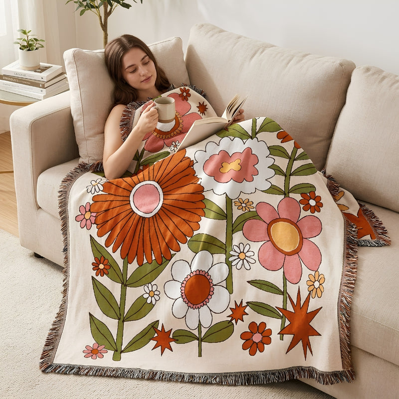 Anycozy Sunflower Design Throw Blanket – Soft Camping Mat & Cozy Home Décor