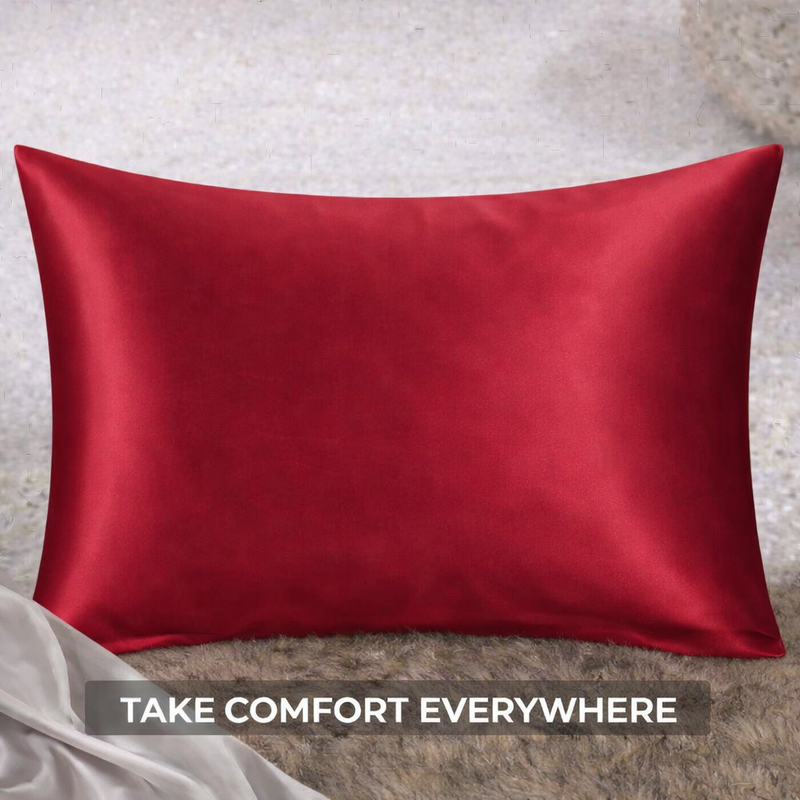ANYHOUZ Pillowcase 51x66cm Red Wine Natural Mulberry Silk For Comfortable And Relaxing Home Bed