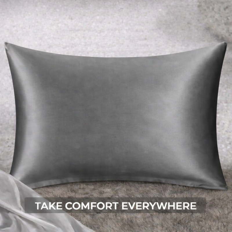 ANYHOUZ Dark Gray Mulberry Silk Pillowcase 50x75cm Luxury Soft Bedding