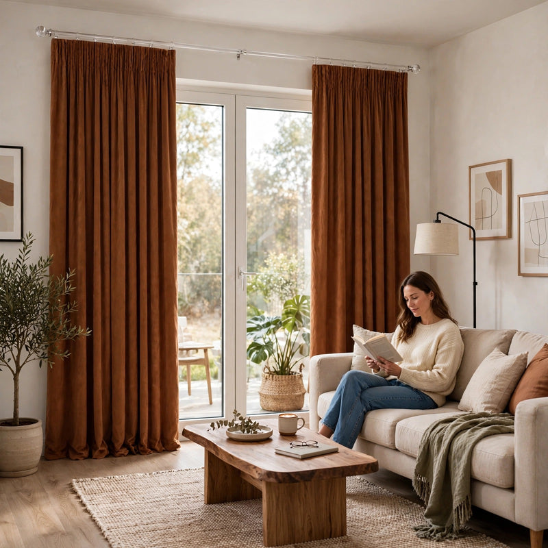 Anydrape Umber Velvet Blackout Curtains – High‑Quality Modern Luxury Drapes for Living Room, Bedroom & Dining Windows