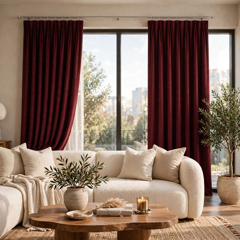 Anydrape Maroon Velvet Blackout Curtains – High‑Quality Modern Luxury Drapes for Living Room, Bedroom & Dining Windows