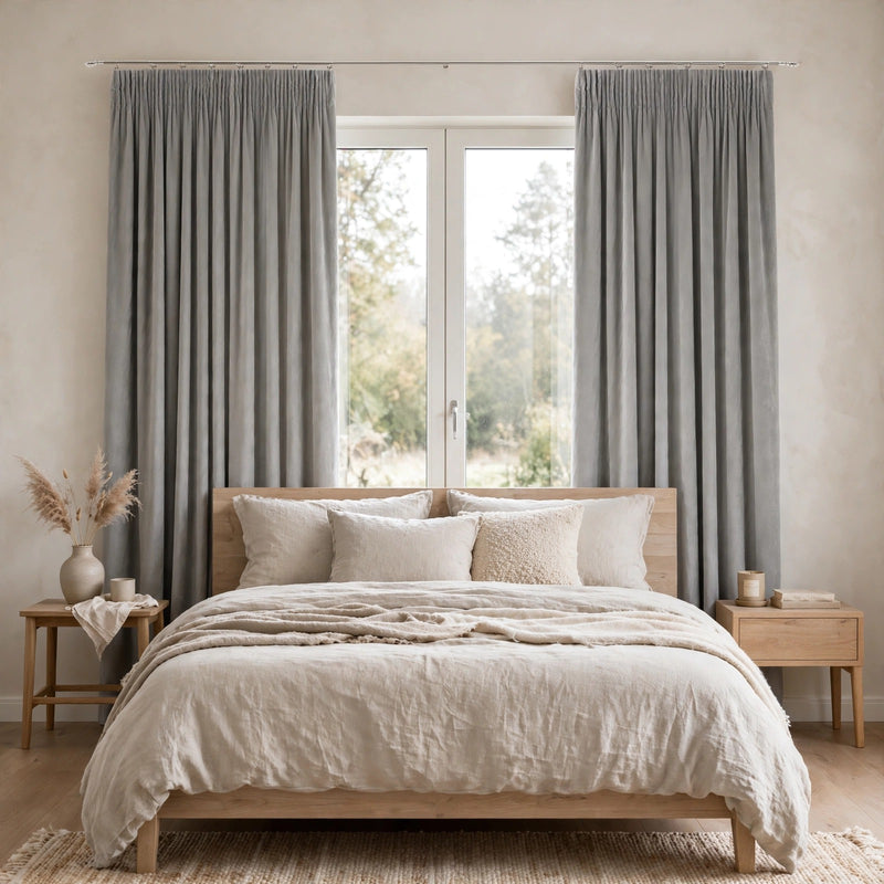 Anydrape Light Gray Velvet Blackout Curtains – High‑Quality Modern Luxury Drapes for Living Room, Bedroom & Dining Windows