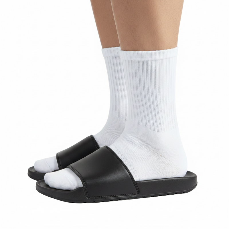 Anyfootwear 5 Pairs Size 10-14 Fashion Socks High Quality Office Sports Business Long Socks Cotton Solid Colors Skateboard Knitted Casual  White