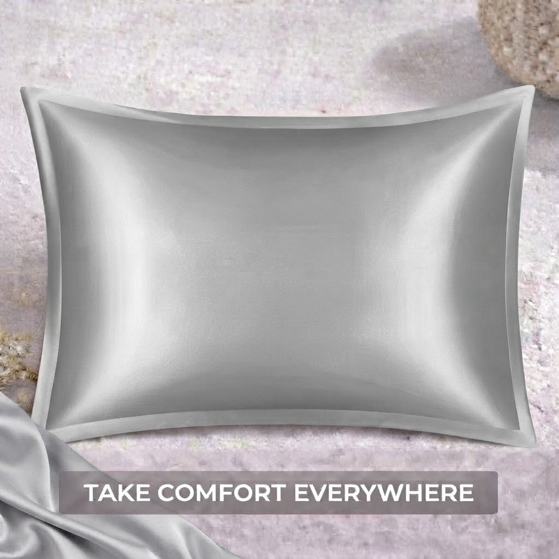 ANYHOUZ Light Gray Pure Silk Pillowcase 50x75cm Soft Smooth Luxury Bedding