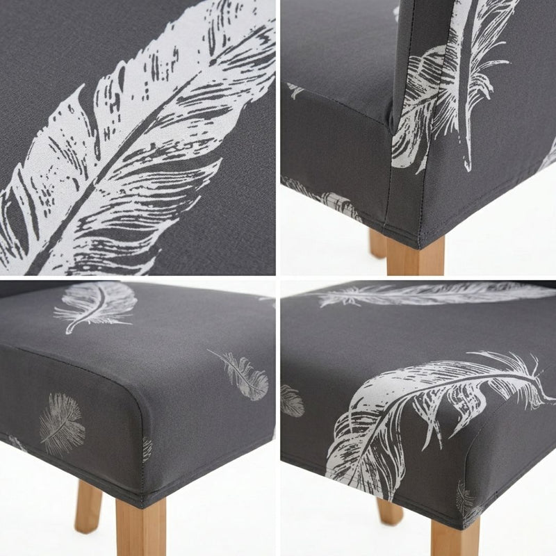 Anyseat Dark Gray Leaf Print Elastic Chair Cover – Plain Dining Slipcover & Home Décor