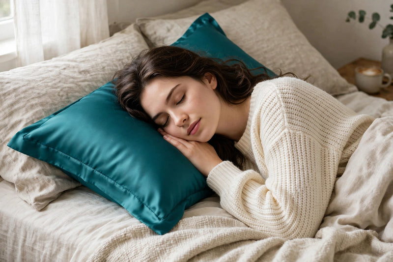 ANYHOUZ Teal Pure Silk Pillowcase 50x75cm Soft Smooth Luxury Bedding