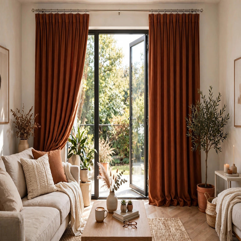 Anydrape Orange Velvet Blackout Curtains – High‑Quality Modern Luxury Drapes for Living Room, Bedroom & Dining Windows