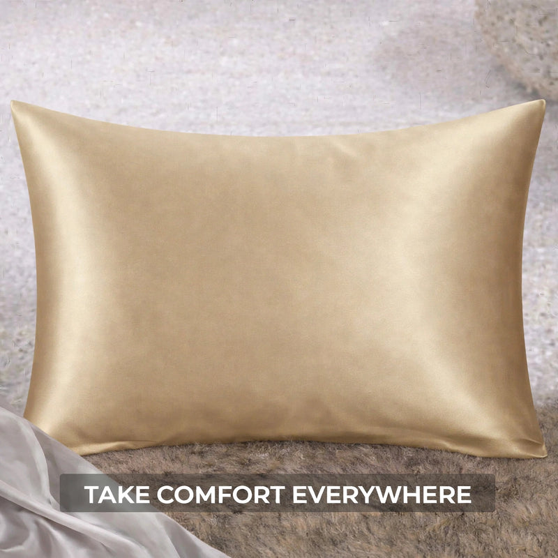 ANYHOUZ Pillowcase 51x66cm Gold Set with Eye Mask Natural Mulberry Silk for Comfortable and Relaxing Home Bed