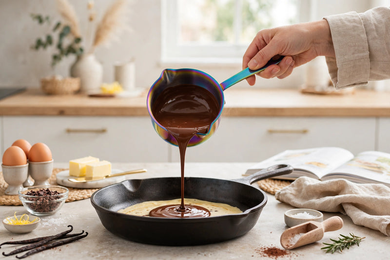 Anygleam Cookware Pouring Pots 2pcs Rainbow Mini Sauce Heating Stainless Steel Kitchen Chocolate Pot Butter Milk Drip Pot Small With Handle