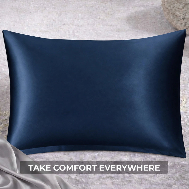 ANYHOUZ Pillowcase 51x66cm Dark Blue Natural Mulberry Silk For Comfortable And Relaxing Home Bed