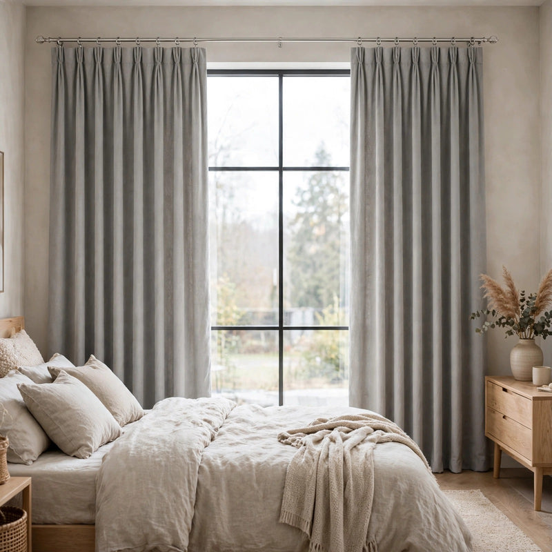 Anydrape Light Gray Velvet Blackout Curtains – High‑Quality Modern Luxury Drapes for Living Room, Bedroom & Dining Windows