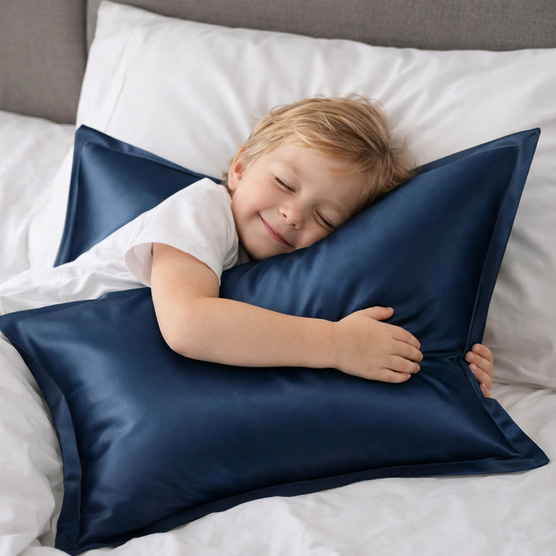 ANYHOUZ Pillowcase 50x90cm Dark Blue Natural Mulberry Silk For Comfortable And Relaxing Home Bed