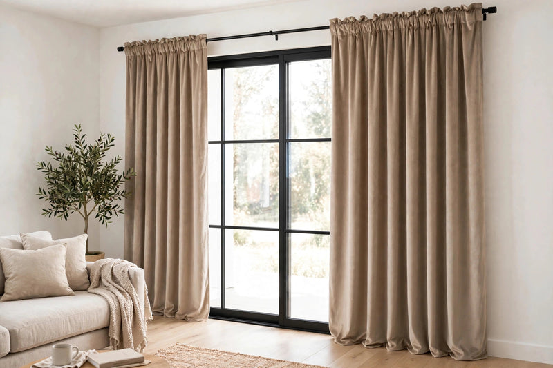 Anydrape Beige Velvet Blackout Curtains – High‑Quality Modern Luxury Drapes for Living Room, Bedroom & Dining Windows