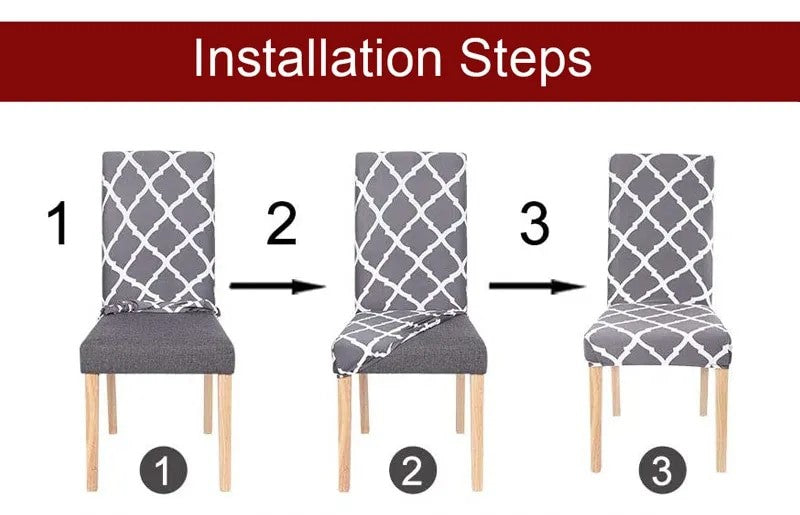 Anyseat Dark Grey Triangle Pattern Design Chair Cover – Elastic Slipcover with Anti‑Dirt Protection for Dining Room, Kitchen, Wedding, Hotel, Banquet & Restaurant