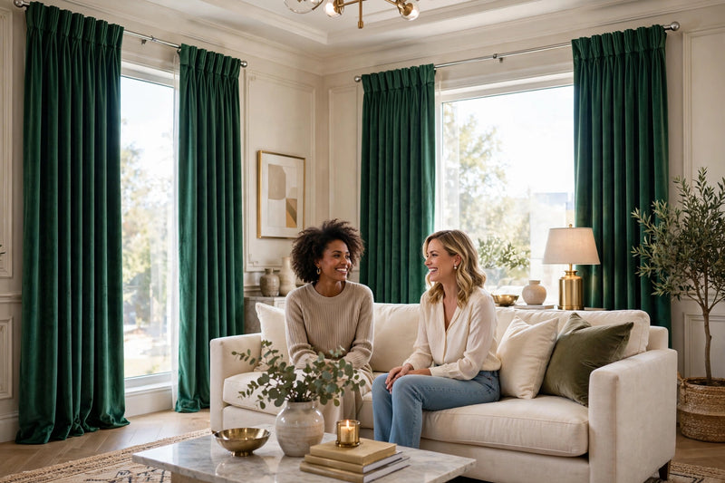 Anydrape Plain Dark Green Luxury Curtains – Modern Textured Drapes for Living Room, Bedroom & Dining Decor