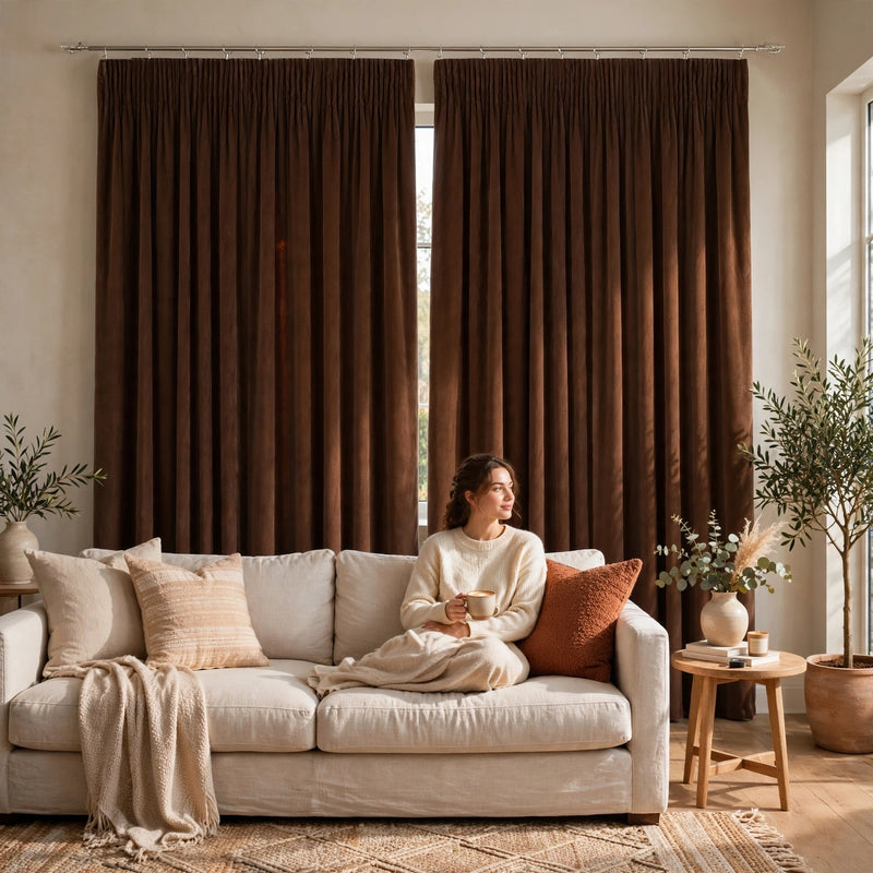 Anydrape Chocolate Velvet Blackout Curtains – High‑Quality Modern Luxury Drapes for Living Room, Bedroom & Dining Windows