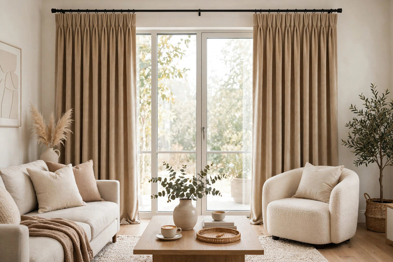 Anydrape 200cm Light Pawn High Quality Modern Velvet Blackout Curtains for Living Room Bedroom Dining Luxury Window Drape