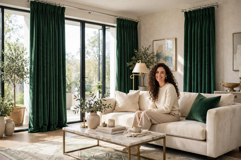 Anydrape Plain Dark Green Luxury Curtains – Modern Textured Drapes for Living Room, Bedroom & Dining Decor