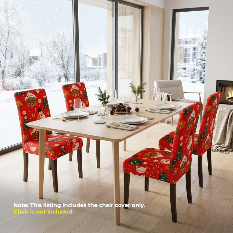 Anyseat Bright Orange Holiday Design Chair Cover – Elastic Slipcover with Anti‑Dirt Protection for Dining Room, Kitchen, Wedding, Hotel, Banquet & Restaurant
