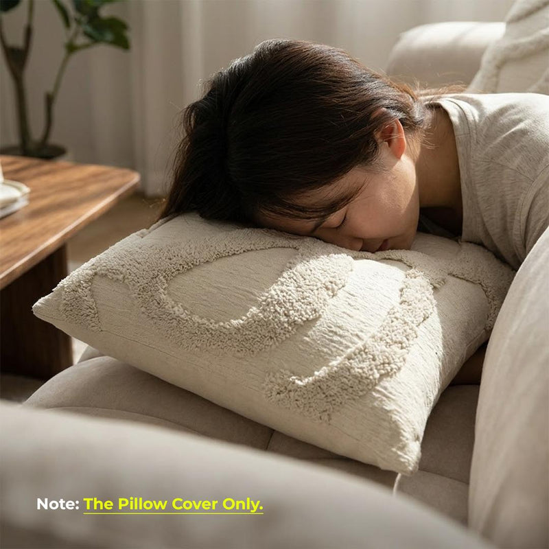 Anypillow Beige Tufted Embroidered Pillowcase Decorative Cushion Cover