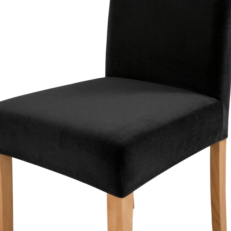 Anyseat Black Velvet Dining Chair Cover – Plush Stretchable Slipcover for Kitchen & Dining Room Chairs