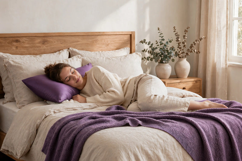 ANYHOUZ Pillowcase 51x66cm Purple Natural Mulberry Silk For Comfortable And Relaxing Home Bed