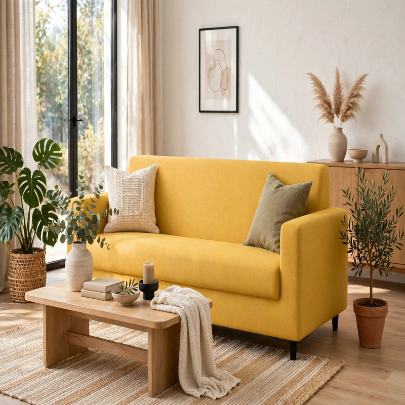Anyseat 3-Seater Sofa Cover – Plain Yellow Style Slipcover for Living Room Chair Protection