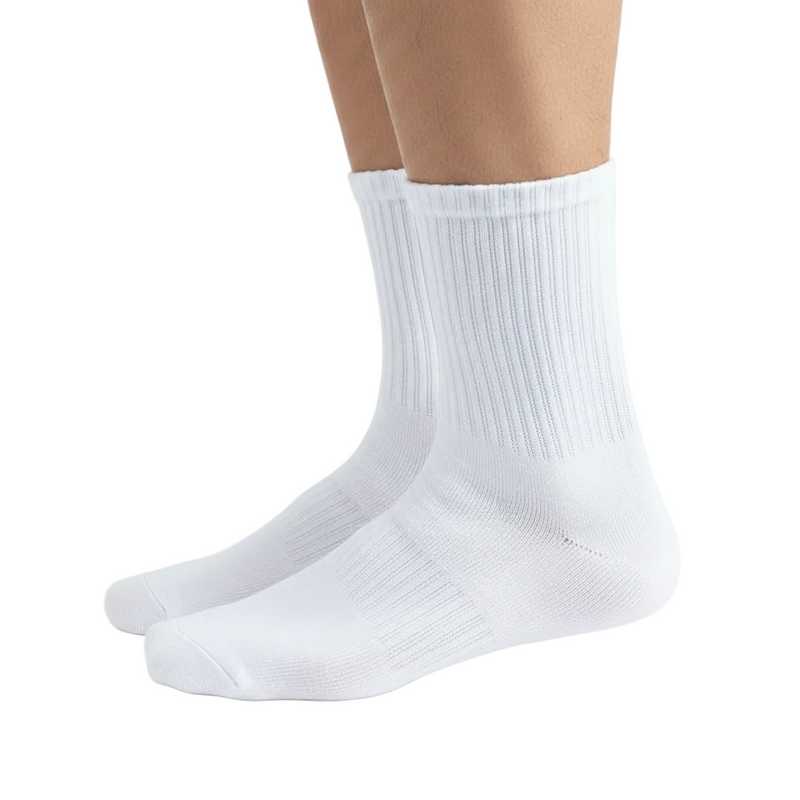 Anyfootwear 5 Pairs Size 10-14 Fashion Socks High Quality Office Sports Business Long Socks Cotton Solid Colors Skateboard Knitted Casual  White