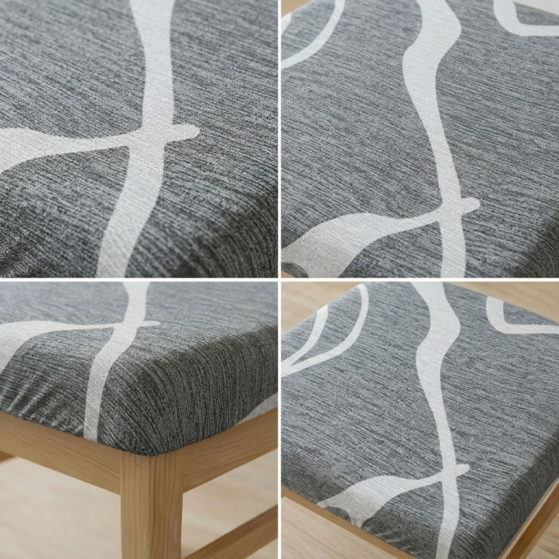 Anyseat Grey and Light Grey Wave Print Chair Cover – Stretch Washable Removable Seat Cover for Dining & Kitchen
