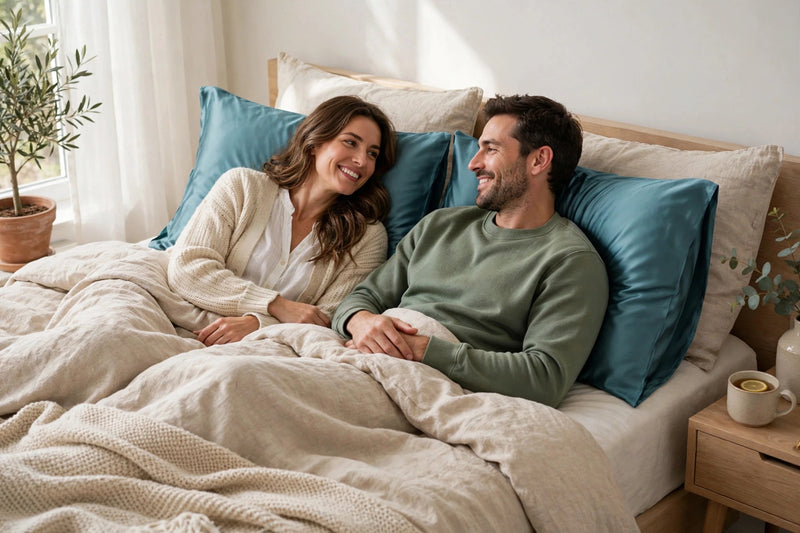 ANYHOUZ Pillowcase 50x75cm Blue Gray Natural Mulberry Silk For Comfortable And Relaxing Home Bed