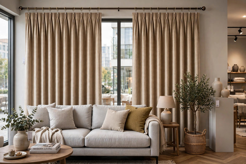 Anydrape Khaki Velvet Blackout Curtains – High‑Quality Modern Luxury Drapes for Living Room, Bedroom & Dining Windows